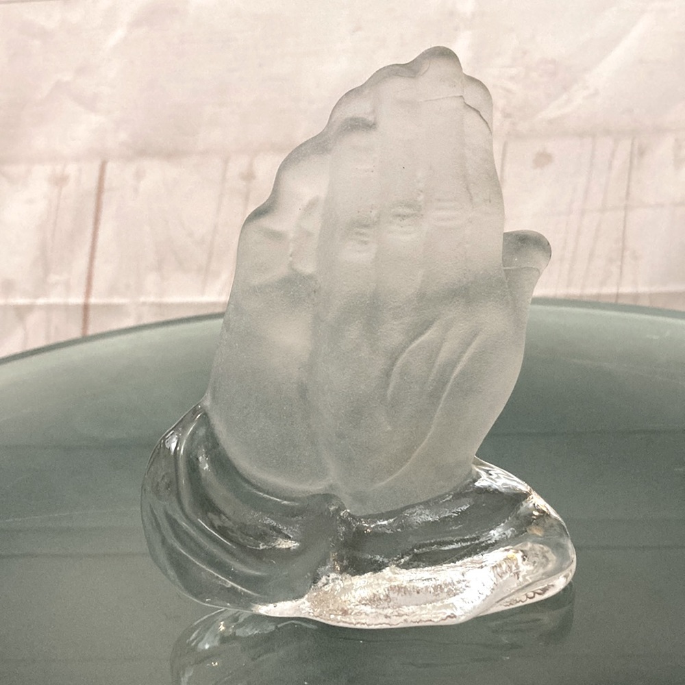 Vintage Viking Art Glass Praying Hands Clear Glass